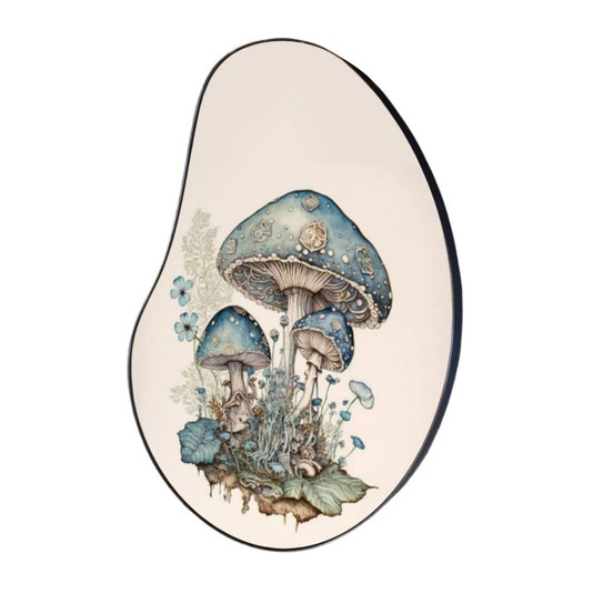 Quadro Orgânico Decorativo Jardim de Cogumelos com Moldura Flexível Metalizada