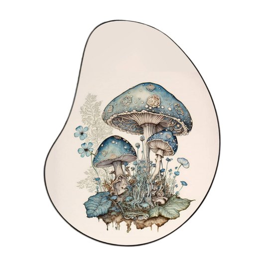 Quadro Orgânico Decorativo Jardim de Cogumelos com Moldura Flexível Metalizada