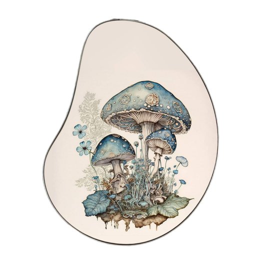 Quadro Orgânico Decorativo Jardim de Cogumelos com Moldura Flexível Metalizada