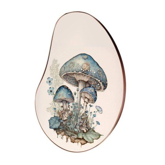 Quadro Orgânico Decorativo Jardim de Cogumelos com Moldura Flexível Metalizada