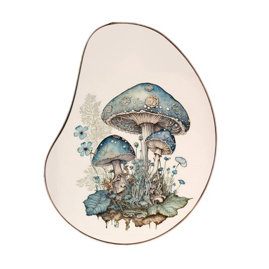 Quadro Orgânico Decorativo Jardim de Cogumelos com Moldura Flexível Metalizada
