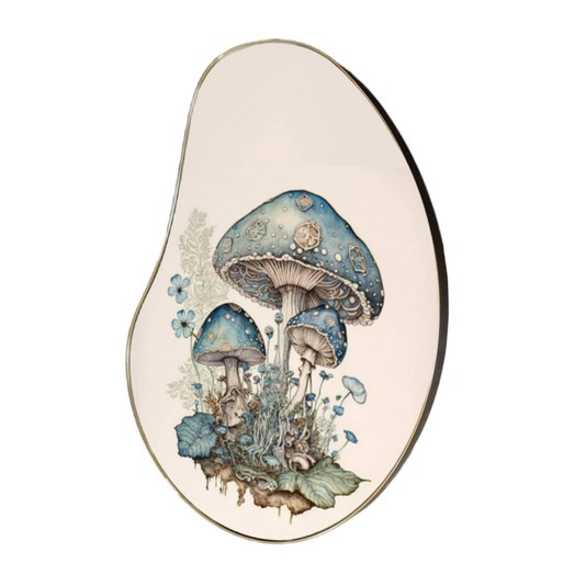 Quadro Orgânico Decorativo Jardim de Cogumelos com Moldura Flexível Metalizada