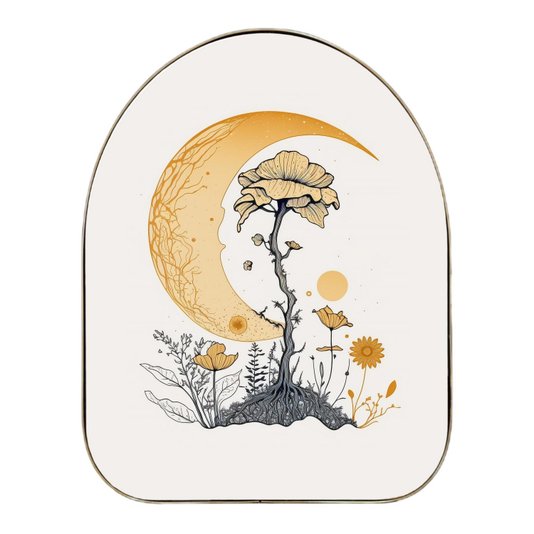 Quadro Orgânico Decorativo Jardim de Flores Sob a Lua com Moldura Flexível Metalizada