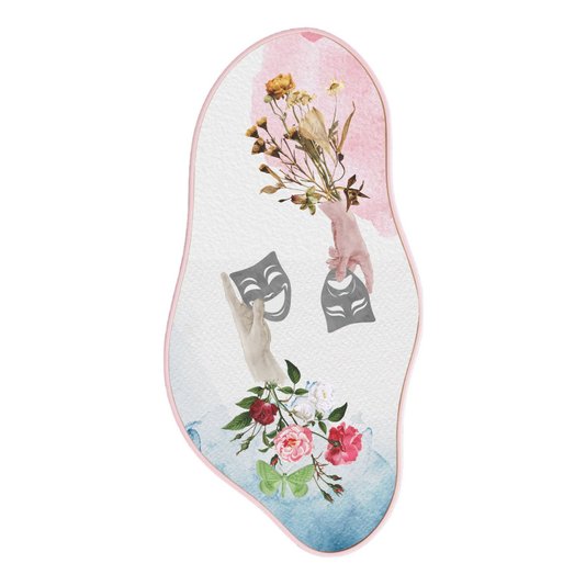 Quadro Orgânico Decorativo Máscaras e Flores com Moldura Filete Flexível