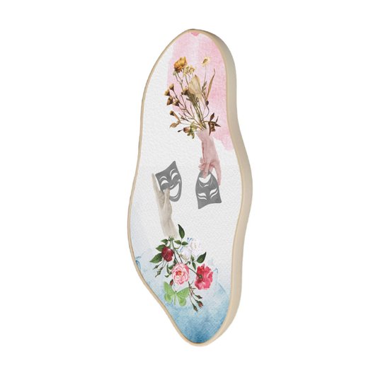 Quadro Orgânico Decorativo Máscaras e Flores com Moldura Filete Flexível