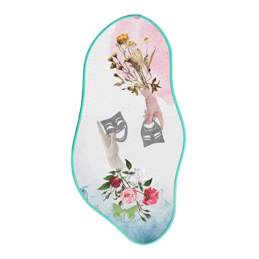 Quadro Orgânico Decorativo Máscaras e Flores com Moldura Filete Flexível