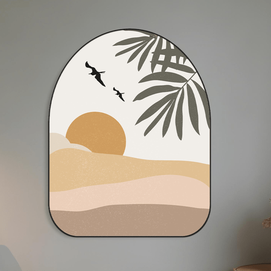 Quadro Orgânico Decorativo Paisagem Pôr Do Sol Estilo Japandi