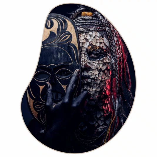 Quadro Orgânico Decorativo Pessoa com Máscara Africana