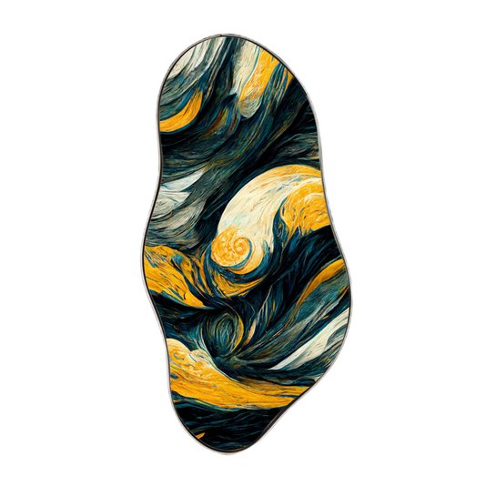 Quadro Orgânico Decorativo Pintura Abstrata com Moldura Flexível Metalizada