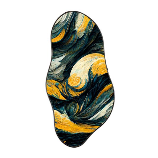 Quadro Orgânico Decorativo Pintura Abstrata com Moldura Flexível Metalizada