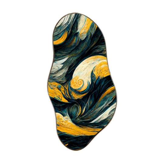 Quadro Orgânico Decorativo Pintura Abstrata com Moldura Flexível Metalizada