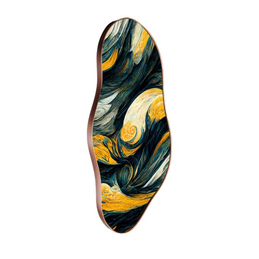 Quadro Orgânico Decorativo Pintura Abstrata com Moldura Flexível Metalizada