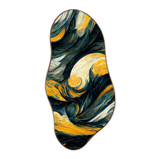 Quadro Orgânico Decorativo Pintura Abstrata com Moldura Flexível Metalizada