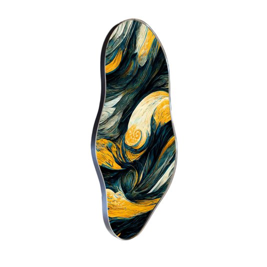 Quadro Orgânico Decorativo Pintura Abstrata com Moldura Flexível Metalizada