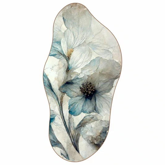 Quadro Orgânico Decorativo Pintura de Flores Azuis