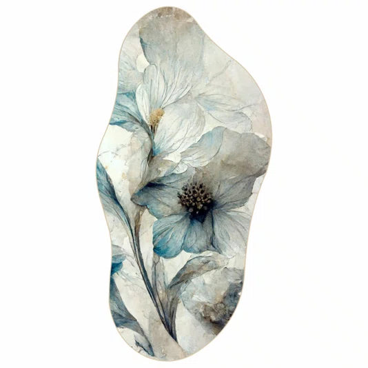 Quadro Orgânico Decorativo Pintura de Flores Azuis