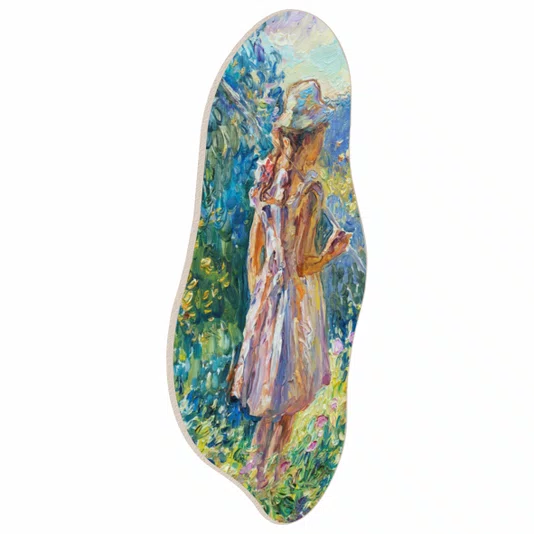 Quadro Orgânico Decorativo Pintura de Menina no Jardim