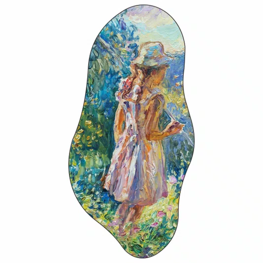 Quadro Orgânico Decorativo Pintura de Menina no Jardim