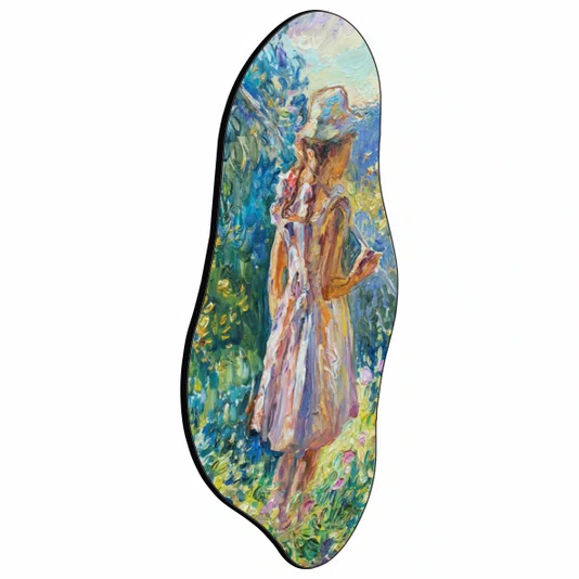 Quadro Orgânico Decorativo Pintura de Menina no Jardim
