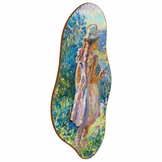 Quadro Orgânico Decorativo Pintura de Menina no Jardim