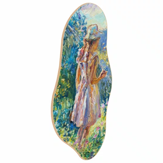 Quadro Orgânico Decorativo Pintura de Menina no Jardim