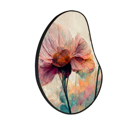 Quadro Orgânico Decorativo Pintura Flor Colorida com Moldura Filete Flexível