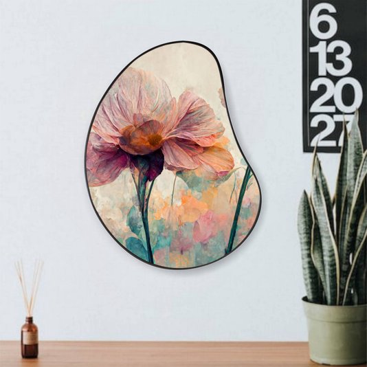 Quadro Orgânico Decorativo Pintura Flor Colorida com Moldura Filete Flexível