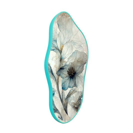Quadro Orgânico Decorativo Pintura Flores Brancas e Azuis com Moldura Filete Flexível