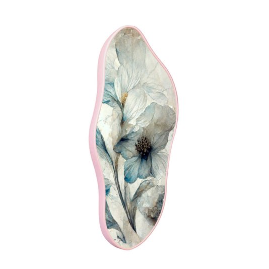 Quadro Orgânico Decorativo Pintura Flores Brancas e Azuis com Moldura Filete Flexível