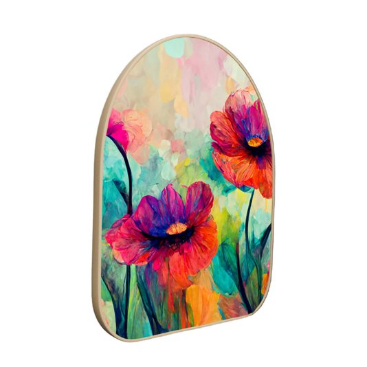 Quadro Orgânico Decorativo Pintura Flores Coloridas com Moldura Filete Flexível