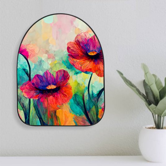 Quadro Orgânico Decorativo Pintura Flores Coloridas com Moldura Filete Flexível
