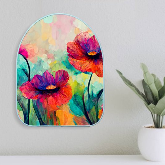 Quadro Orgânico Decorativo Pintura Flores Coloridas com Moldura Filete Flexível