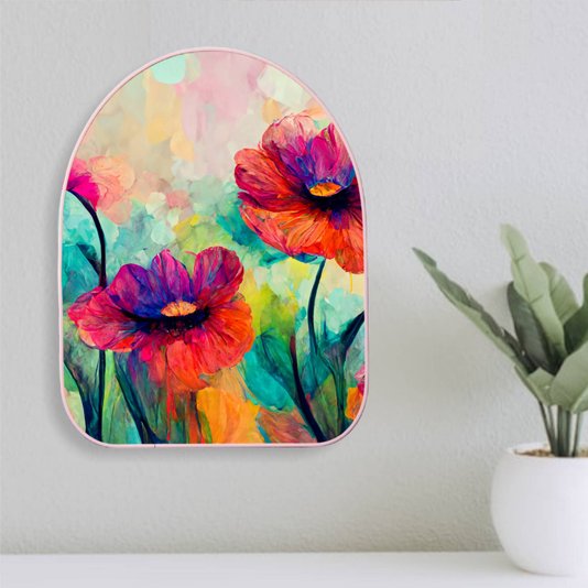 Quadro Orgânico Decorativo Pintura Flores Coloridas com Moldura Filete Flexível