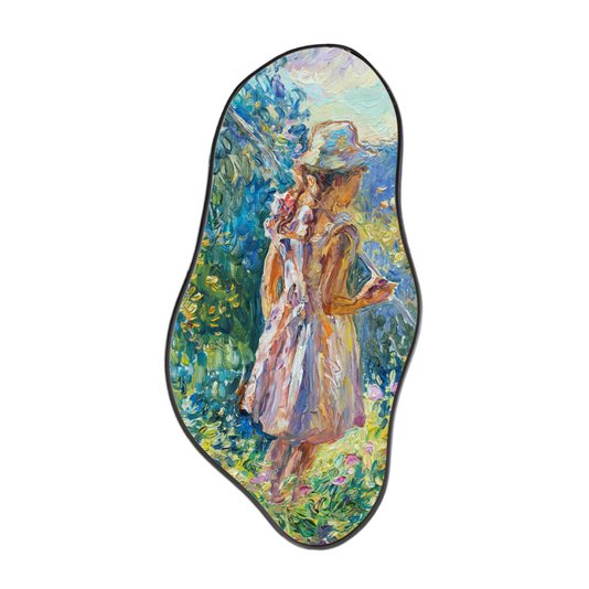 Quadro Orgânico Decorativo Pintura Menina com Moldura Filete Flexível