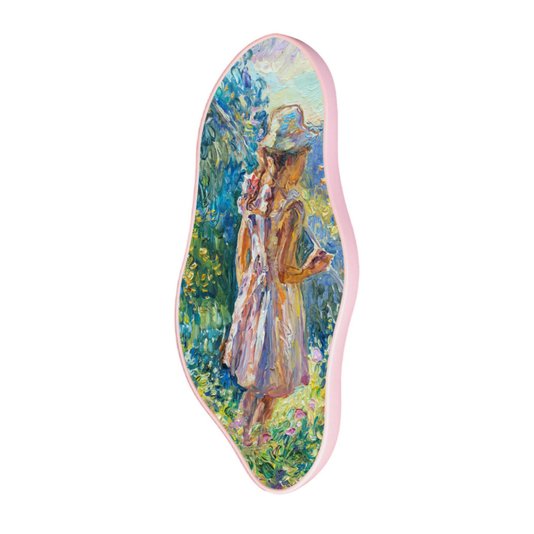 Quadro Orgânico Decorativo Pintura Menina com Moldura Filete Flexível