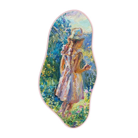 Quadro Orgânico Decorativo Pintura Menina com Moldura Filete Flexível