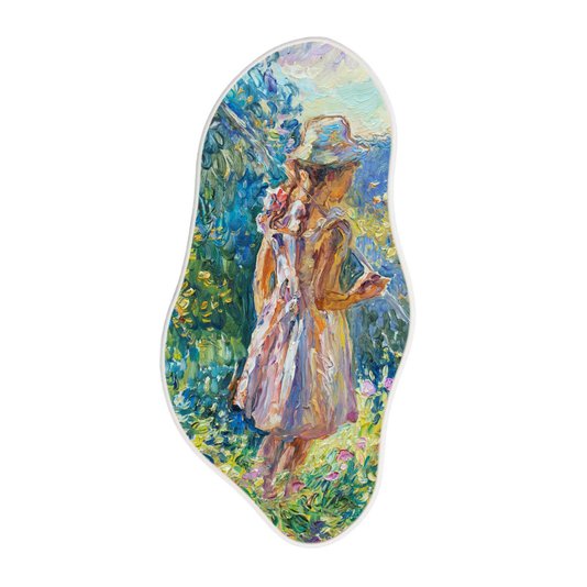 Quadro Orgânico Decorativo Pintura Menina com Moldura Filete Flexível