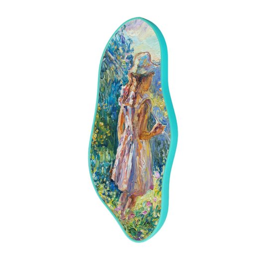 Quadro Orgânico Decorativo Pintura Menina com Moldura Filete Flexível