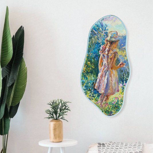 Quadro Orgânico Decorativo Pintura Menina com Moldura Filete Flexível
