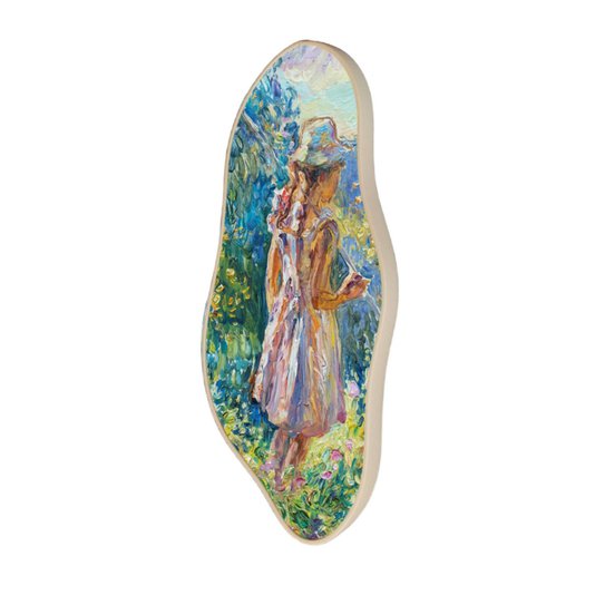 Quadro Orgânico Decorativo Pintura Menina com Moldura Filete Flexível