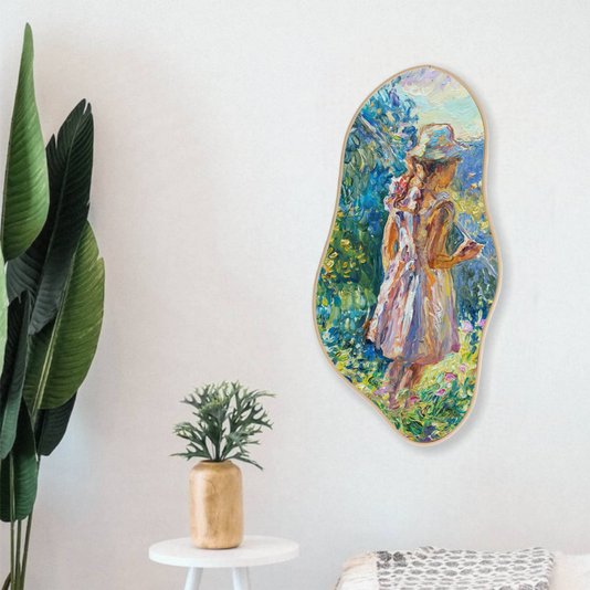 Quadro Orgânico Decorativo Pintura Menina com Moldura Filete Flexível