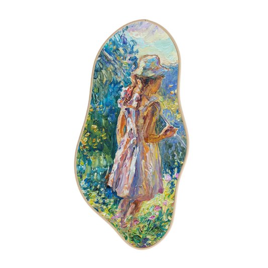 Quadro Orgânico Decorativo Pintura Menina com Moldura Filete Flexível