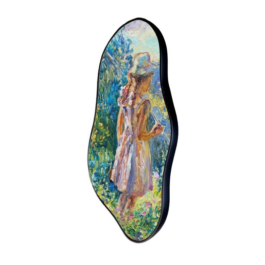 Quadro Orgânico Decorativo Pintura Menina com Moldura Filete Flexível
