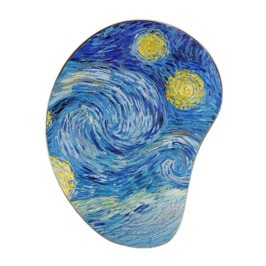 Quadro Orgânico Decorativo A Noite Estrelada de Van Gogh com Moldura Flexível Metalizada