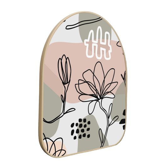 Quadro Orgânico Decorativo Silhueta Flores Fundo Colorido com Moldura Filete Flexível