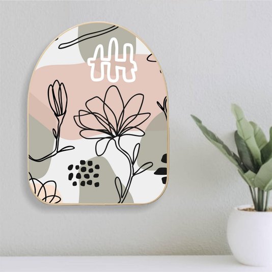 Quadro Orgânico Decorativo Silhueta Flores Fundo Colorido com Moldura Filete Flexível