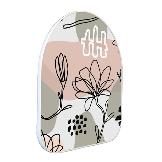 Quadro Orgânico Decorativo Silhueta Flores Fundo Colorido com Moldura Filete Flexível