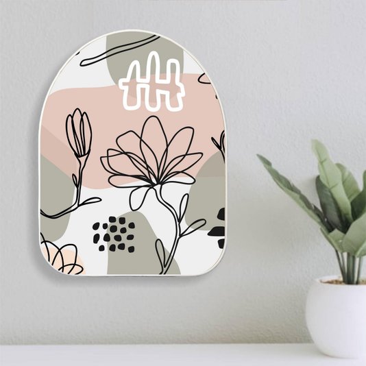 Quadro Orgânico Decorativo Silhueta Flores Fundo Colorido com Moldura Filete Flexível