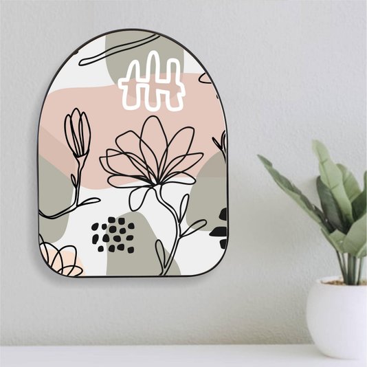 Quadro Orgânico Decorativo Silhueta Flores Fundo Colorido com Moldura Filete Flexível