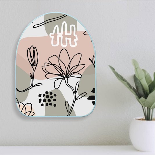 Quadro Orgânico Decorativo Silhueta Flores Fundo Colorido com Moldura Filete Flexível